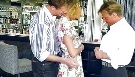 Two stunning chicks from Germany and three loaded peckers in hardcore action