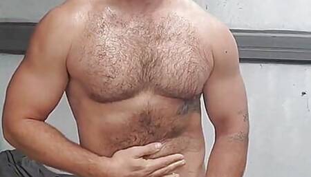 Erotic Muscle jock takes post gym shower and cums
