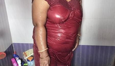 Sexy mom taking shower in Birhroom