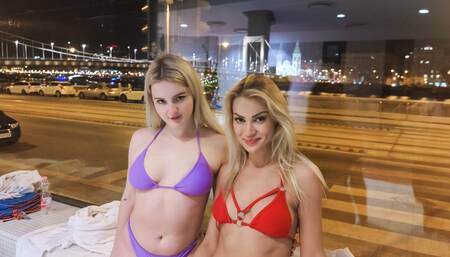 Two slutty babes are getting fucked hard by their mates