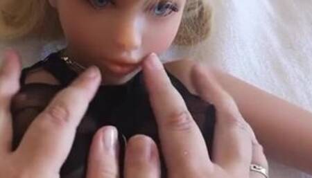 Fingering my sexdoll, squeezing her big tits, she moans a lot
