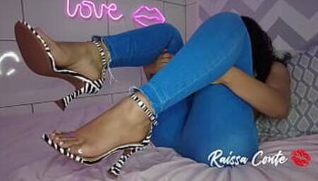 hot new girl in high heels putting her little foot on the dick PLASTT Raissa Conte