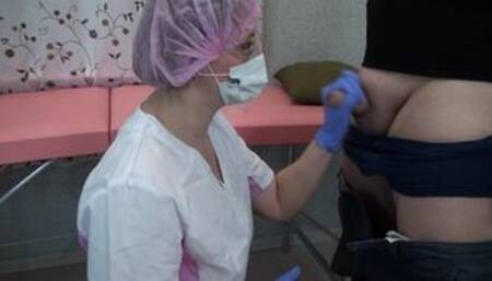 Nurse Handjob, Sucked and helped The Sperm Donor