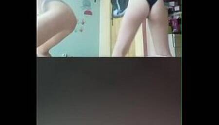 Two Spanish girls dancing twerk in thong