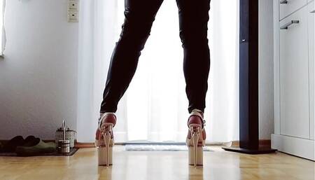 Showing My White Strappy Plateau Heels