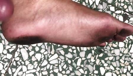 Cum on my Dirty Slave Feet after barefoot all day and training