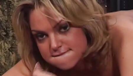 A Cute Blonde Princess in Pink Lingerie Shows How to Give a Blowjob