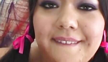Luscious Fat Girl Spreads Her Big Ass with Her Hands While Receiving a Thick Cock