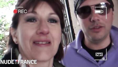Older French whore films herself fucking younger man