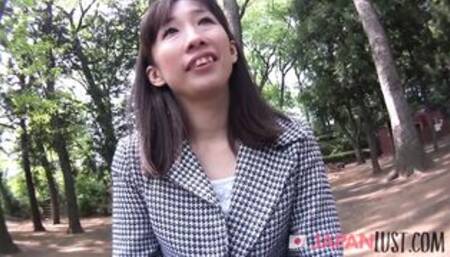 Small Tits Japanese Cougar Bares It All For POV Sex