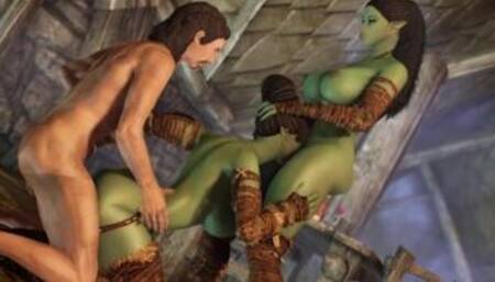 Two Cock Hungry Orc Girls - Skyrim Porn