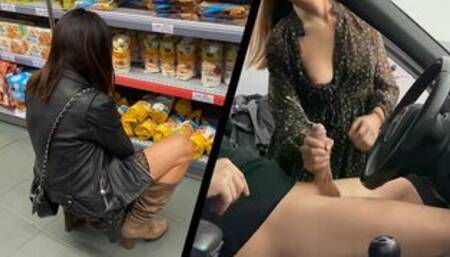 Naive Girl from the store Caught Me Masturbating In Public Parking And Helped Me out