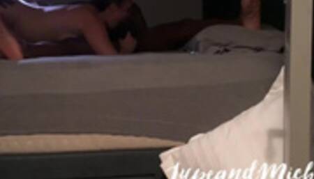 Wife fucking 2 black friends in hot MFM threesome.