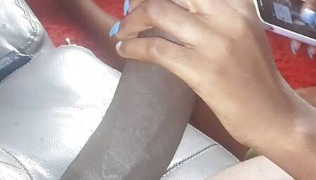 Trampling my neighbor's whore's wife's pussy while she stroked my dick