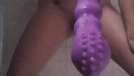 Mistress is desperate to pee and give you a golden shower. Watch her squirt with a dildo.