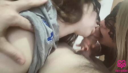 Double Blowjob Cum in 2 mouth