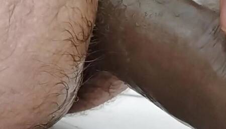 Using my BBC dildo to fuck my tight white ass deep