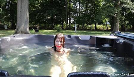 Hogtied in the Hot Tub: Cali Logan Socking Wet, Bound and Gagged (mob)