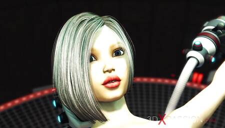 Mad Lab 2075. Sex Android Futa Fucks Hard a Horny Woman in Cuffs