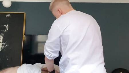 Horny daddy gets hard during massage and seduces the masseur.