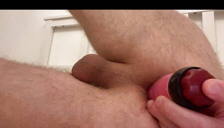Toying my tight ass with different dildos and wearing a dress while cumming