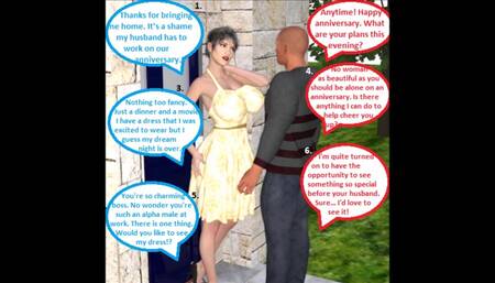 3D Comic Cuckold Wife Gets Dirty With Her Boss On Her Annive