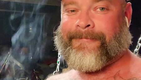 Daddy Kurt is Smoking & Stroking in the Garage Sling