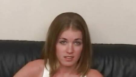 Petite teen drinks cum after hardcore blowjob
