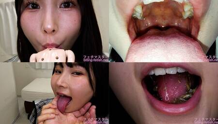 Kana Yura - Showing inside cute girl's mouth, chewing gummy candys, sucking fingers, licking and sucking human doll, and chewing dried sardines - MOV 1080p