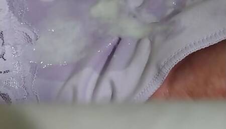 Jerking off at work into my friend's panties