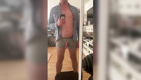 Masturbation infront of my mirror with huge handsfree cumshot and stripping to full naked body