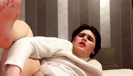 Young sissy slut taking her dildo deep in her hole