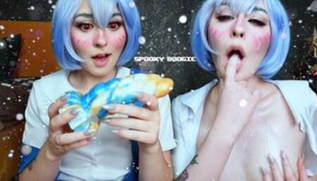 Rei Ayanami found her Christmas gift under c Christmas tree - Cosplay Bad dragon Spooky Boogie