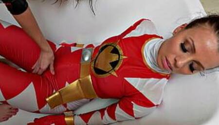 Lesbian Super heroes Sex Fight - Red Ranger defeated and humiliated