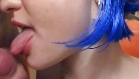 Sexy German teen with blue hair in the best gangbang ever!