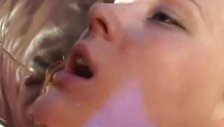 Kinky blonde and redhead have a nasty anal gangbang with deep creampies and thick facials