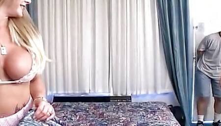 Two Guys Bang Deep Their Busty Maid on the Bed