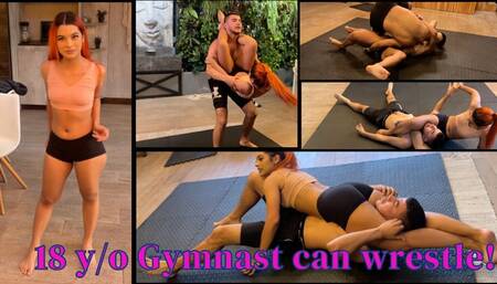 18 year old gymnast is improving fast - Natalia vs Manuel Competitive Scissorhold Wrestling