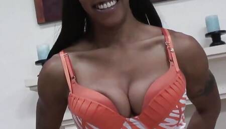 Lean Ebony MILF Rides a Bwc