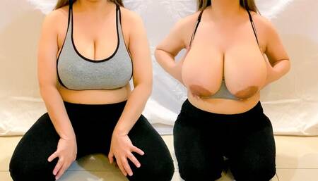 Beautiful Girl Playing With Her Big Nipples And Big Tits In Tight Leggings And Sports Bra Seducing You