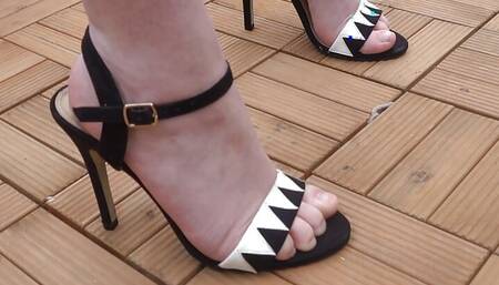 Outdoors in Black Silk Lingerie in the Cold