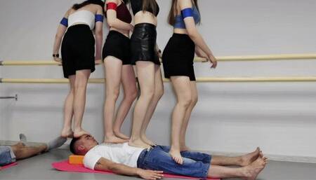 Multitrampling training #28 (Full): 18-year-old girls making their first steps on men