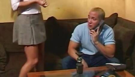 A Naughty Blonde Avoids Getting Expelled by Letting the Principal Spank and Bang Her