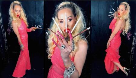 Smoking 5 at once in a beautiful dress - 3 eve 120 & 2 more 120