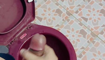 Jerk off in toilet at street food shop