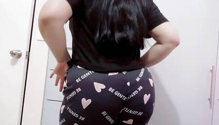 Mexican big ass in pajamas takes off all her clothes and shows her whole ass and vagina in front of the camera gives blowjobs to her neighbor cowgirl