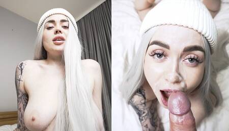Hot blonde with tight wet pussy rides cock and gets cum on her cute face