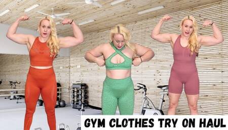 Muscle MILF gym clothes try on haul