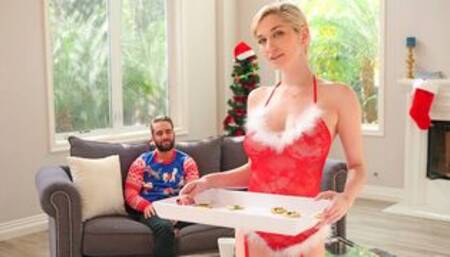 Big-boobed blonde in red lingerie Skye Blue impaled in the doggy style