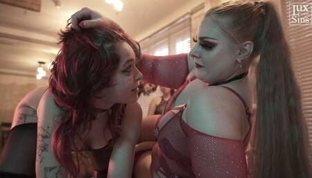 Lesbian Five Domme, One Sub Strapon Gangbang - Part 3